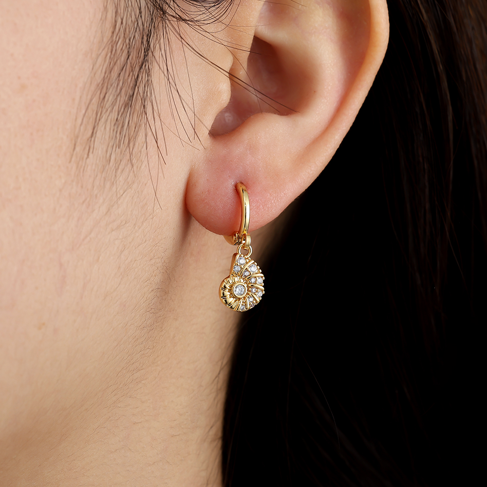 25mm Cute Conch Diamond Gold Plated Earrings