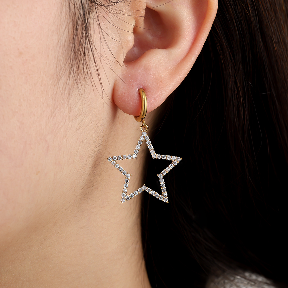40mm Diamond Star stainless steel earrings