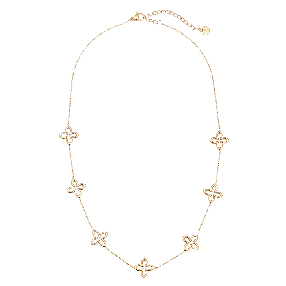 40cm Classic Lucky Flower stainless steel necklace    