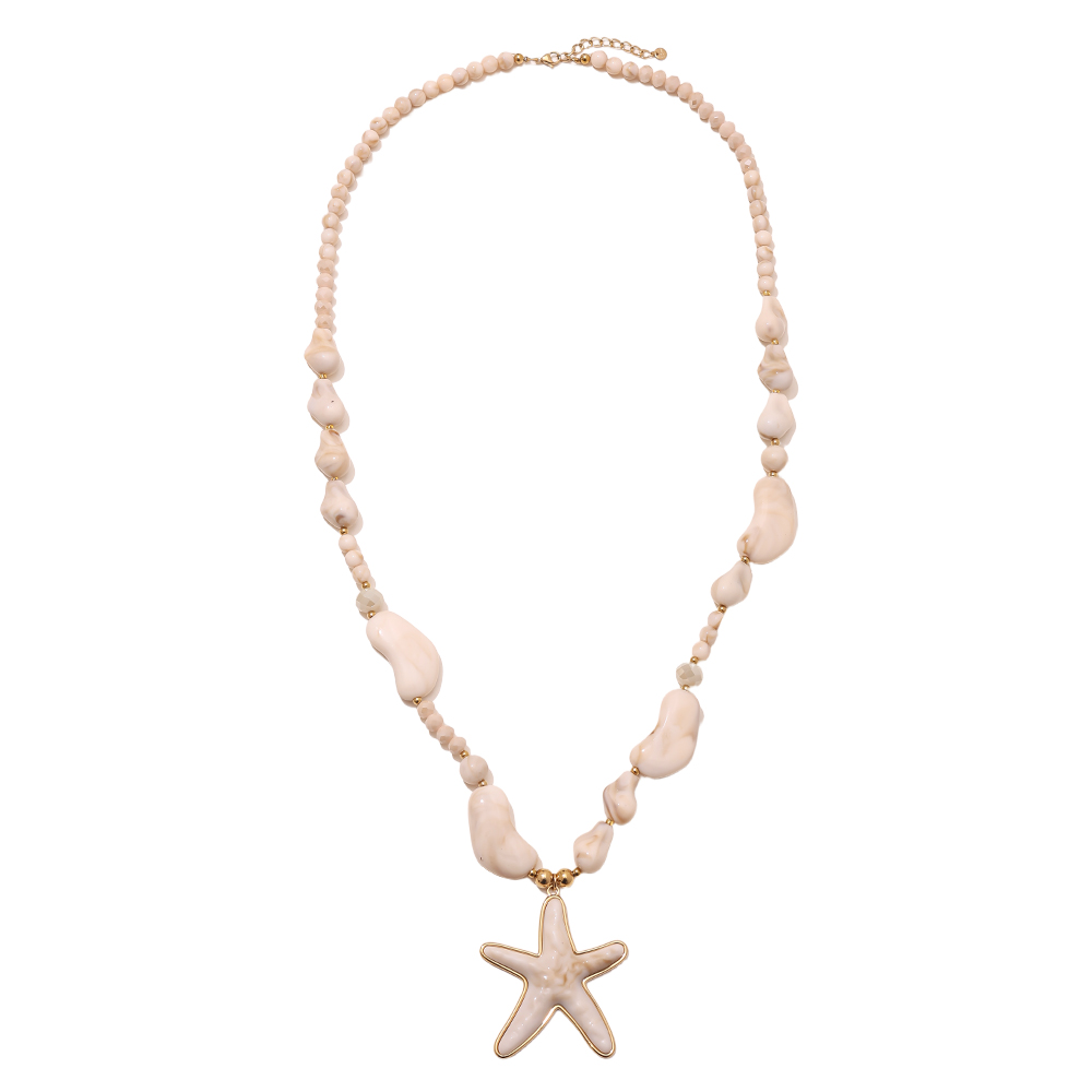 90cm resin starfish and ball stainless steel necklaces   