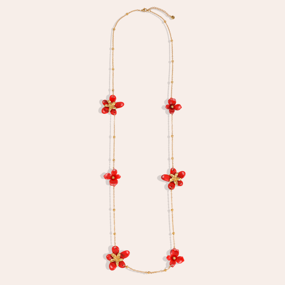 94cm acrylic flower stainless steel necklace      