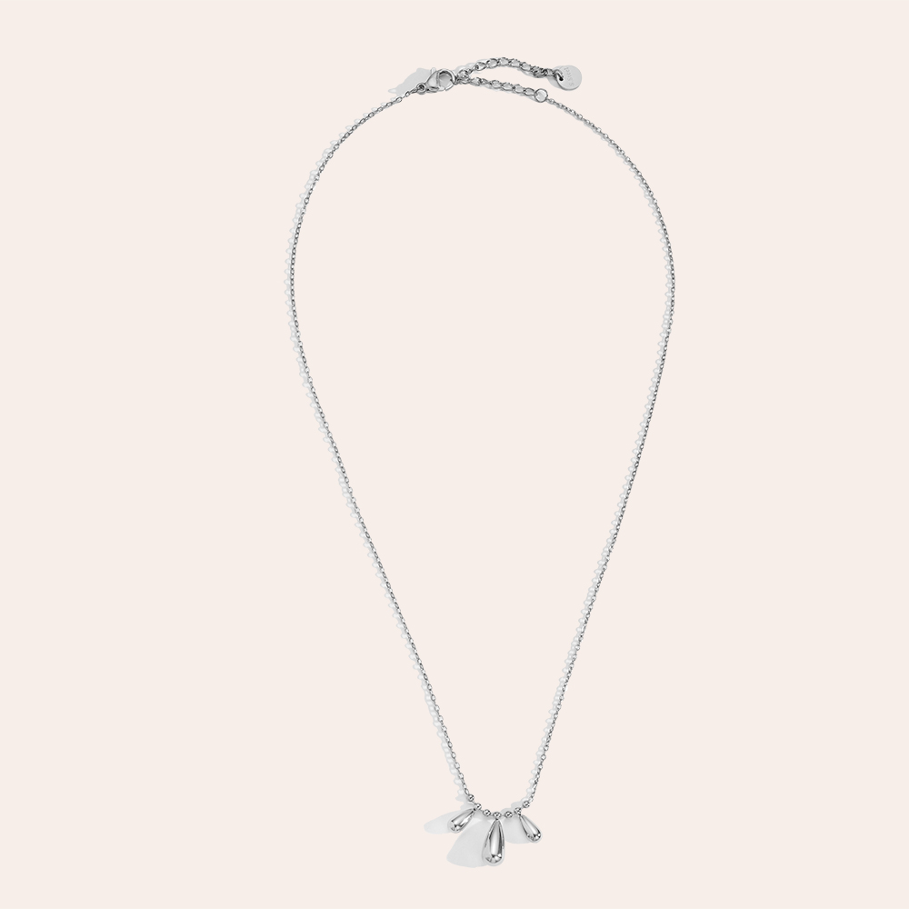 Stainless steel necklace 40cm Three Drops In Thin Chain