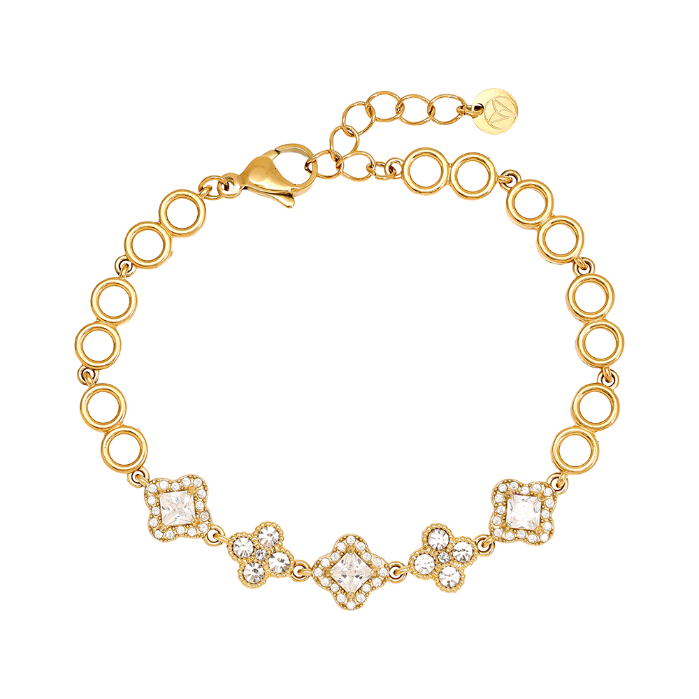 16cm Various Fancy Diamond Flower Stainless Steel Bracelet 