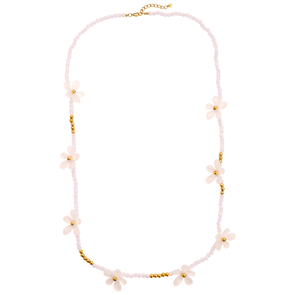 105cm Pretty Resin Flower Stainless Steel Necklaces  