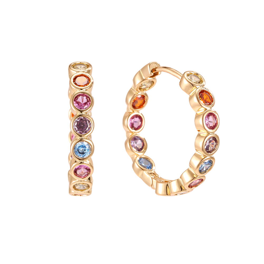 Gold-plated 24mm cubic zirconia hoop earrings 