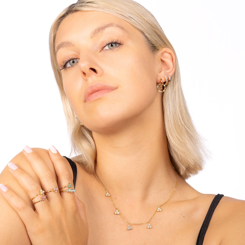 Triple tennis stainless steel ring