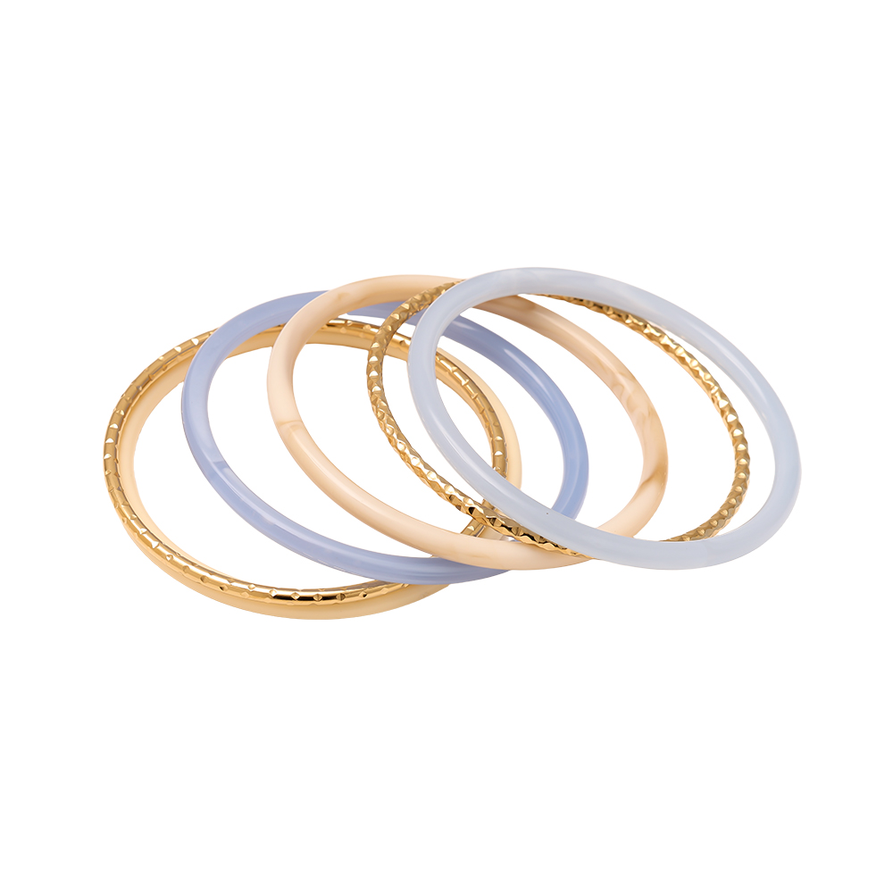 6.5cm Width 6-piece resin stainless steel bangle set