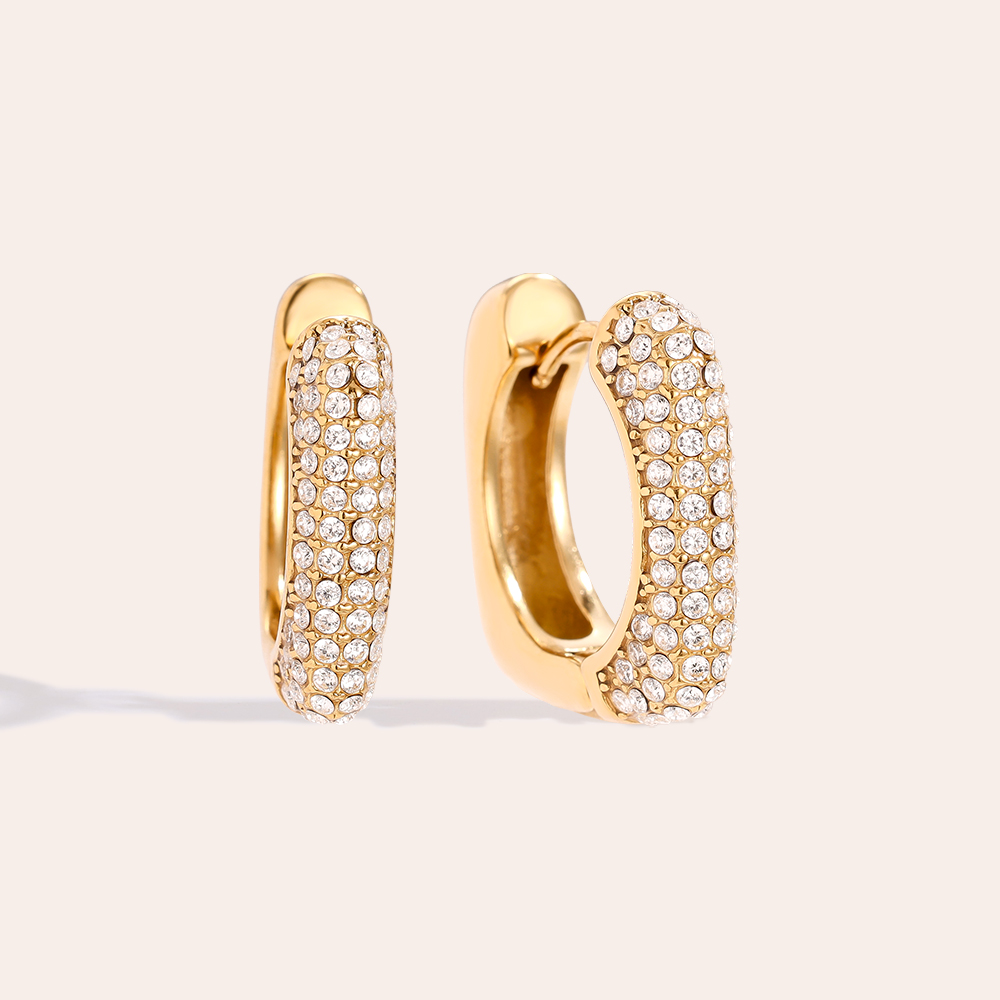 2cm Diamond Cube Hoop Stainless Steel Earrings    