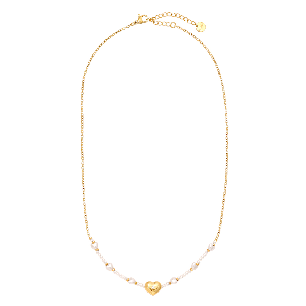 40cm Pearly And Hearts stainless steel necklace    