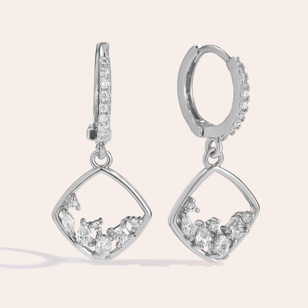 Gold-plated earrings 27mm Nice Diamonds Frame