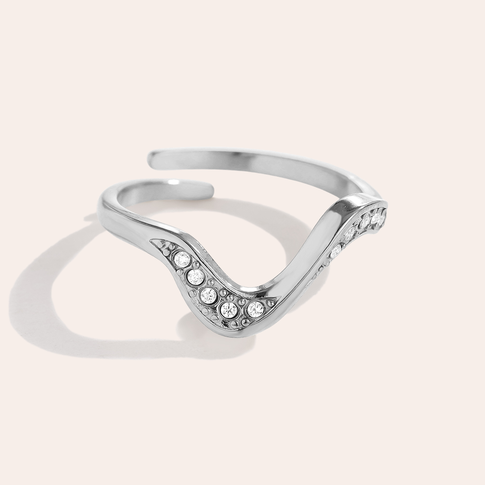 Adjustable fine wave zirconia stainless steel ring 