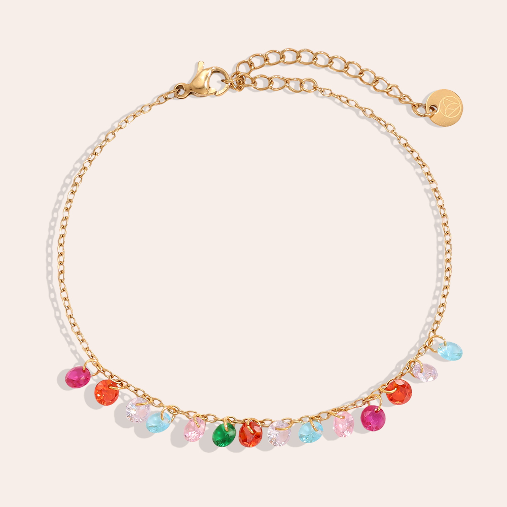 Stainless steel bracelet 17cm many round zirconia  