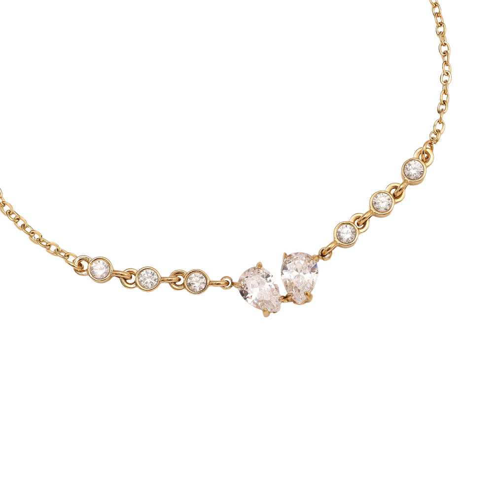 16cm Fancy Sparkling Diamond stainless steel bracelet     