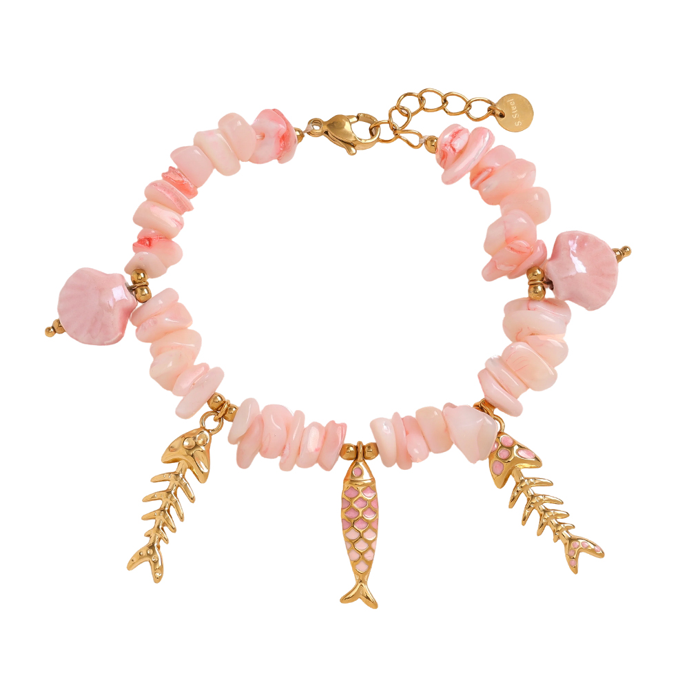 Stainless steel bracelet 17cm rose fish 