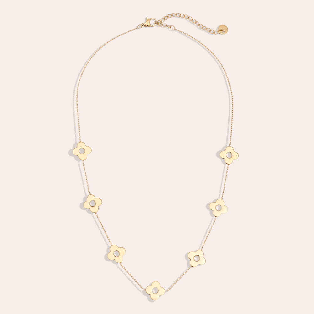 40cm five flower stainless steel necklace  