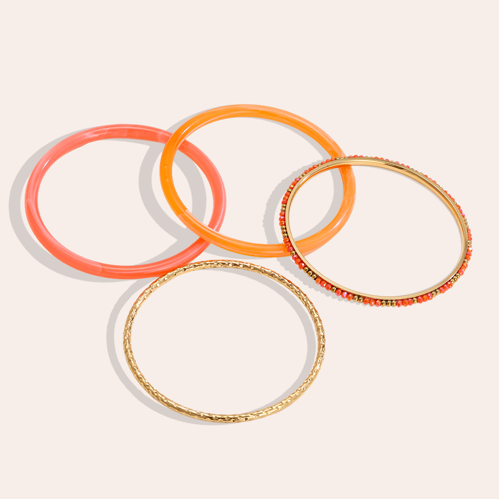 6.5cm wide 4-piece acrylic stainless steel bangle set 