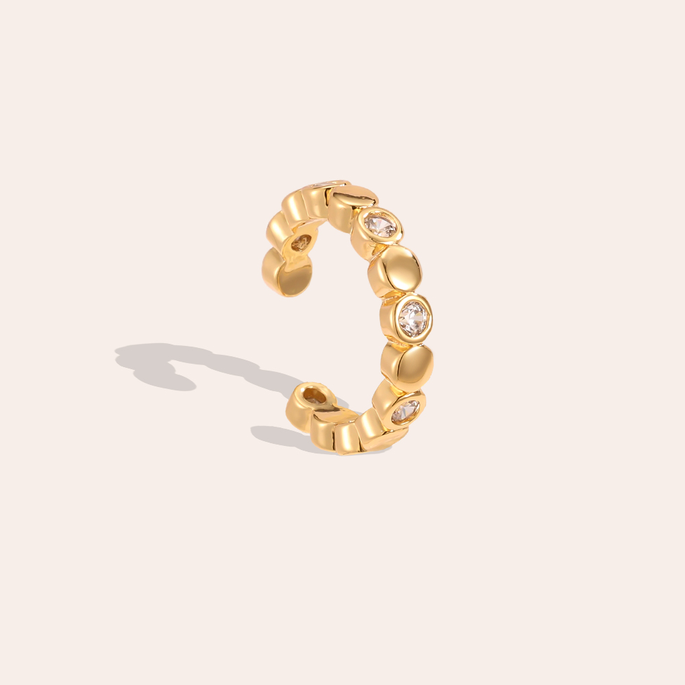 14mm zirconia dots and dots Gold-plated ear cuffs   
