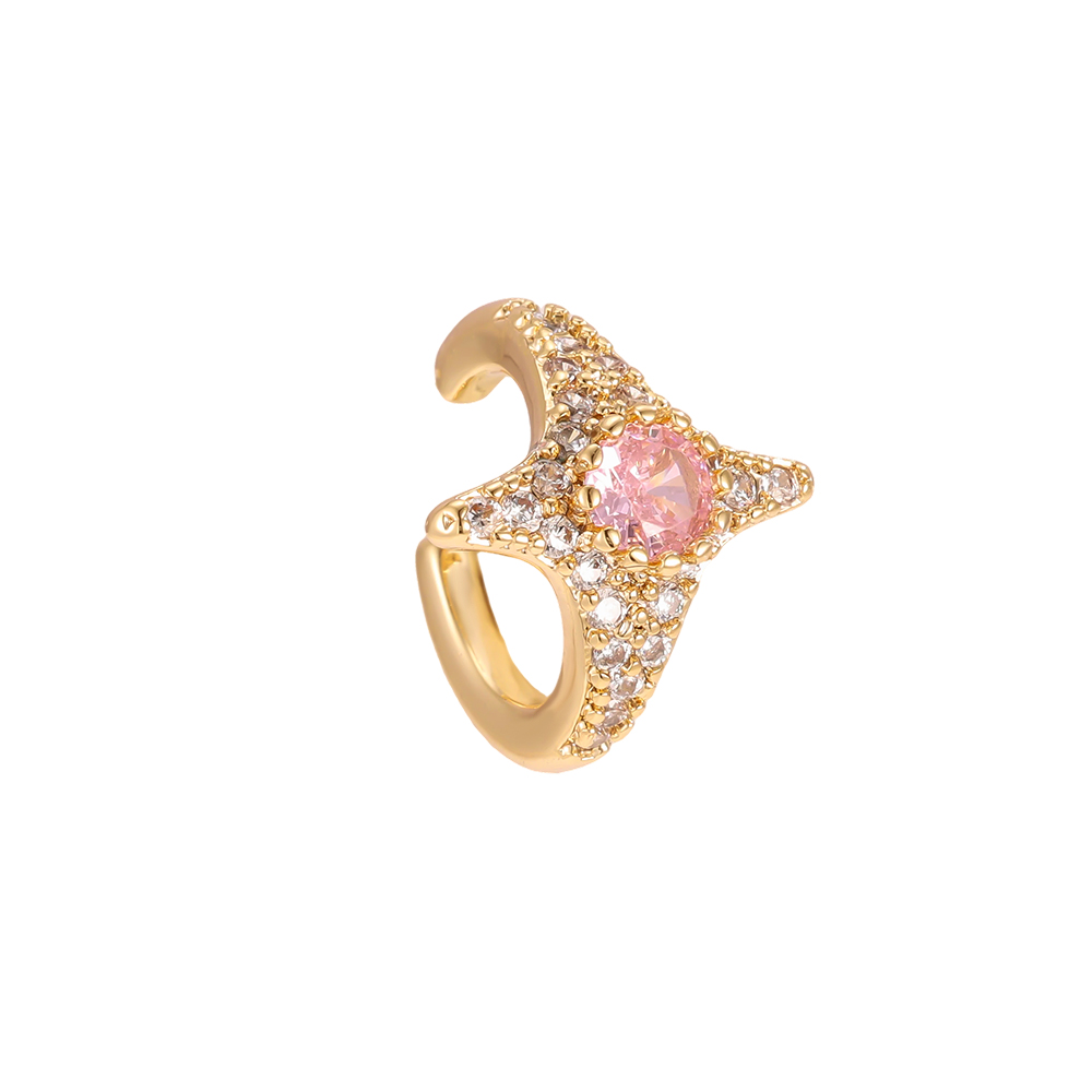 Gold-plated ear cuffs 15mm star zirconia