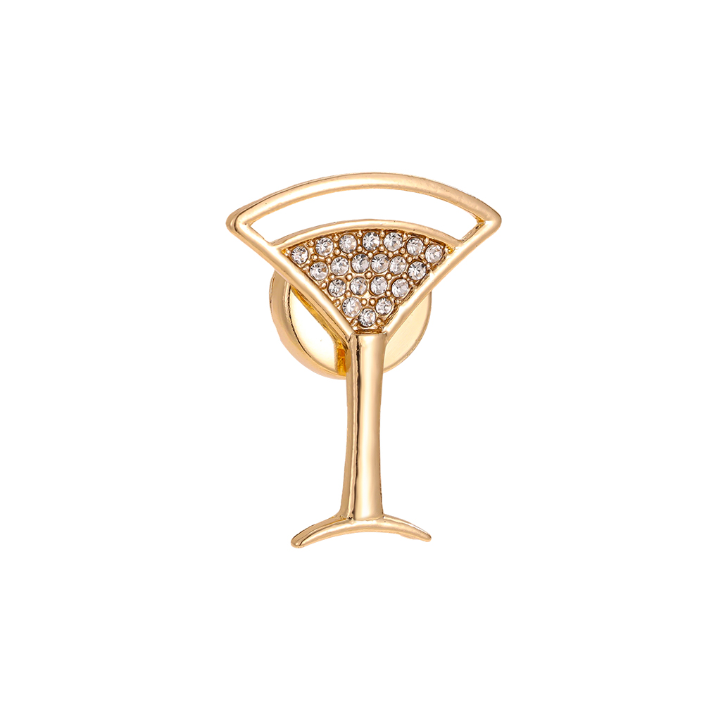 33mm cocktail glass decorative button brooch
