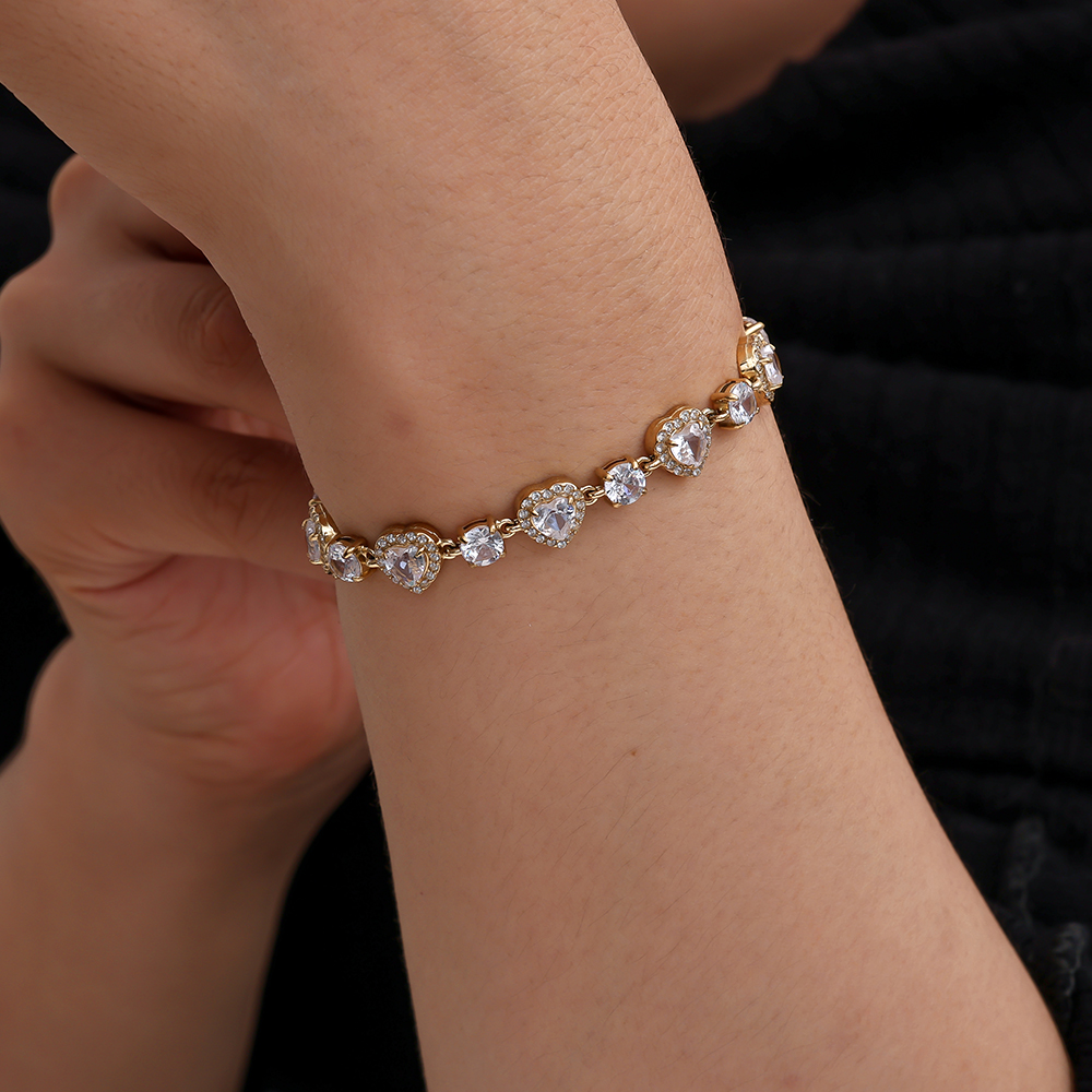 17cm Perfect Sparkling Diamond stainless steel bracelet   