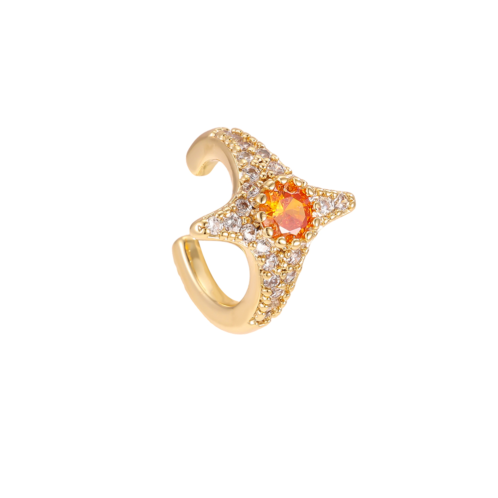 15mm star zirconia gold-plated ear cuffs 