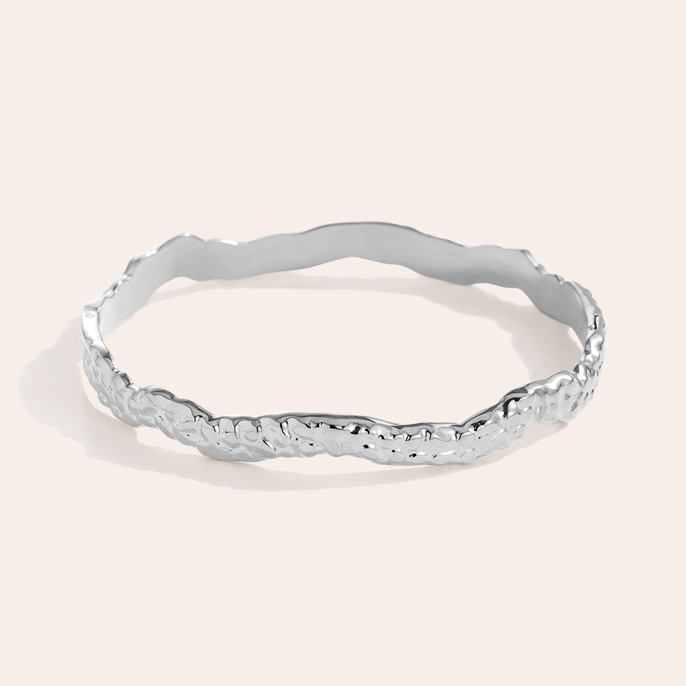 6.5cm Diameter Different Wave Stainless Steel Bangle      