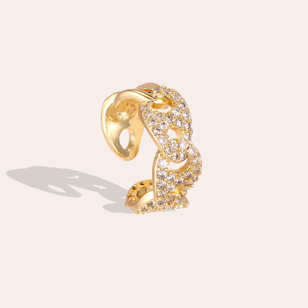 Gold-plated ear cuffs 15mm zirconia pig nose