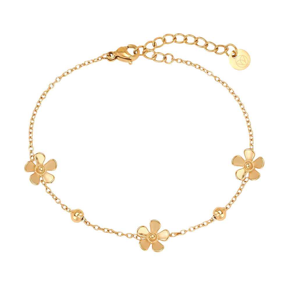 Stainless steel bracelet 17cm three flowers