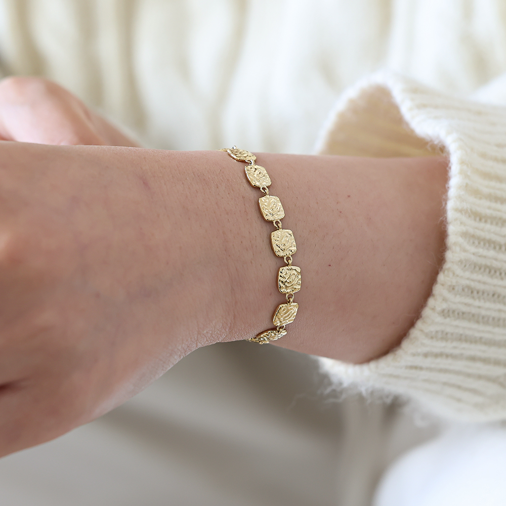 17cm irregular squares stainless steel bracelet     