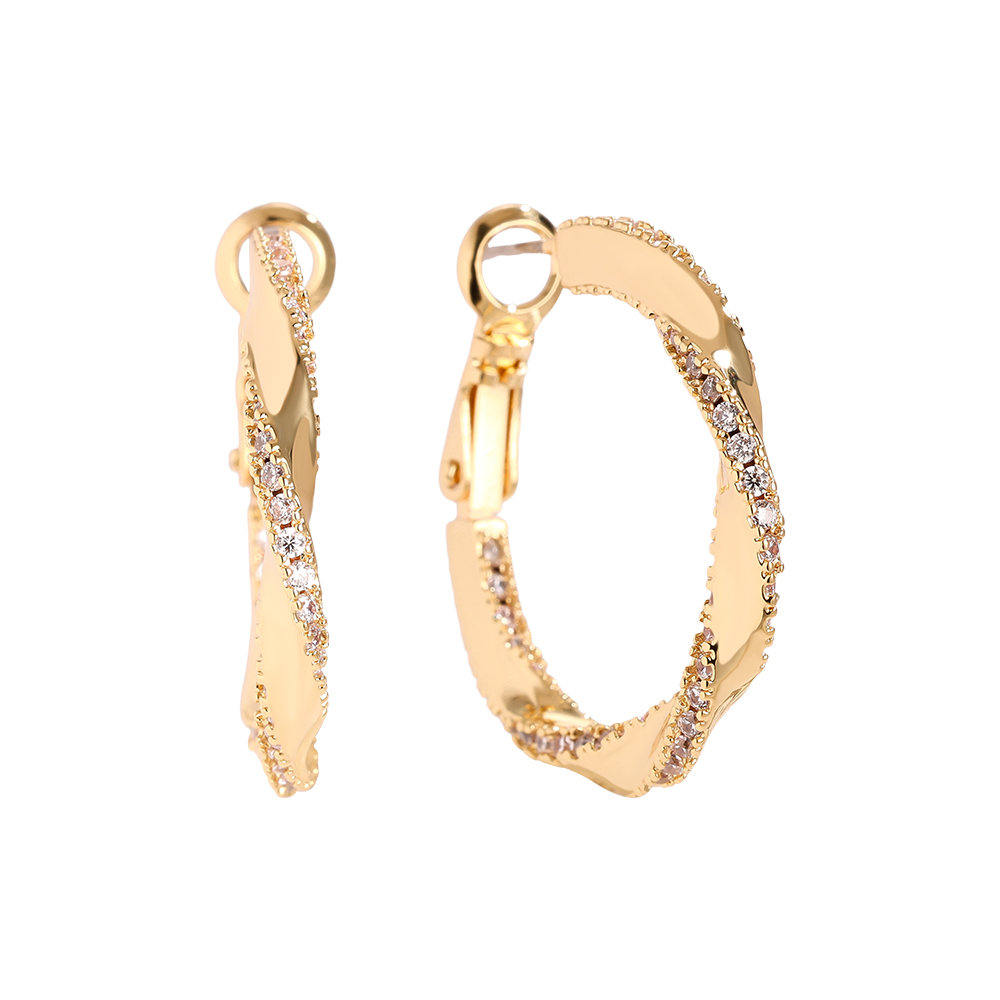 2.5cm Diamond Twist Hoop Gold-Plated Earrings     
