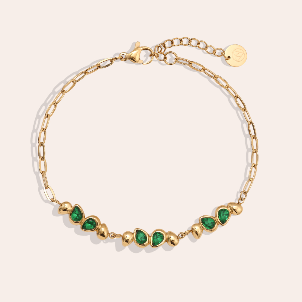 17cm Nice Green Diamond stainless steel bracelet       