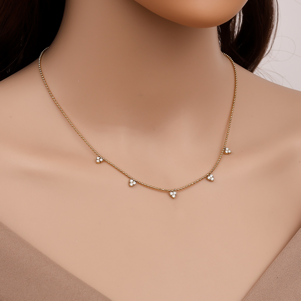 39cm Diamond Dots stainless steel necklace   