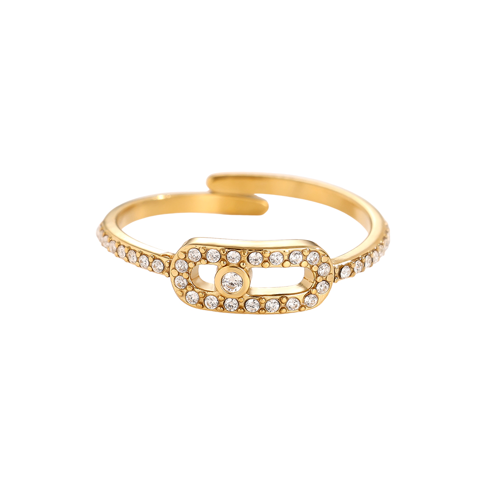 Diamond Cube Eye stainless steel ring    