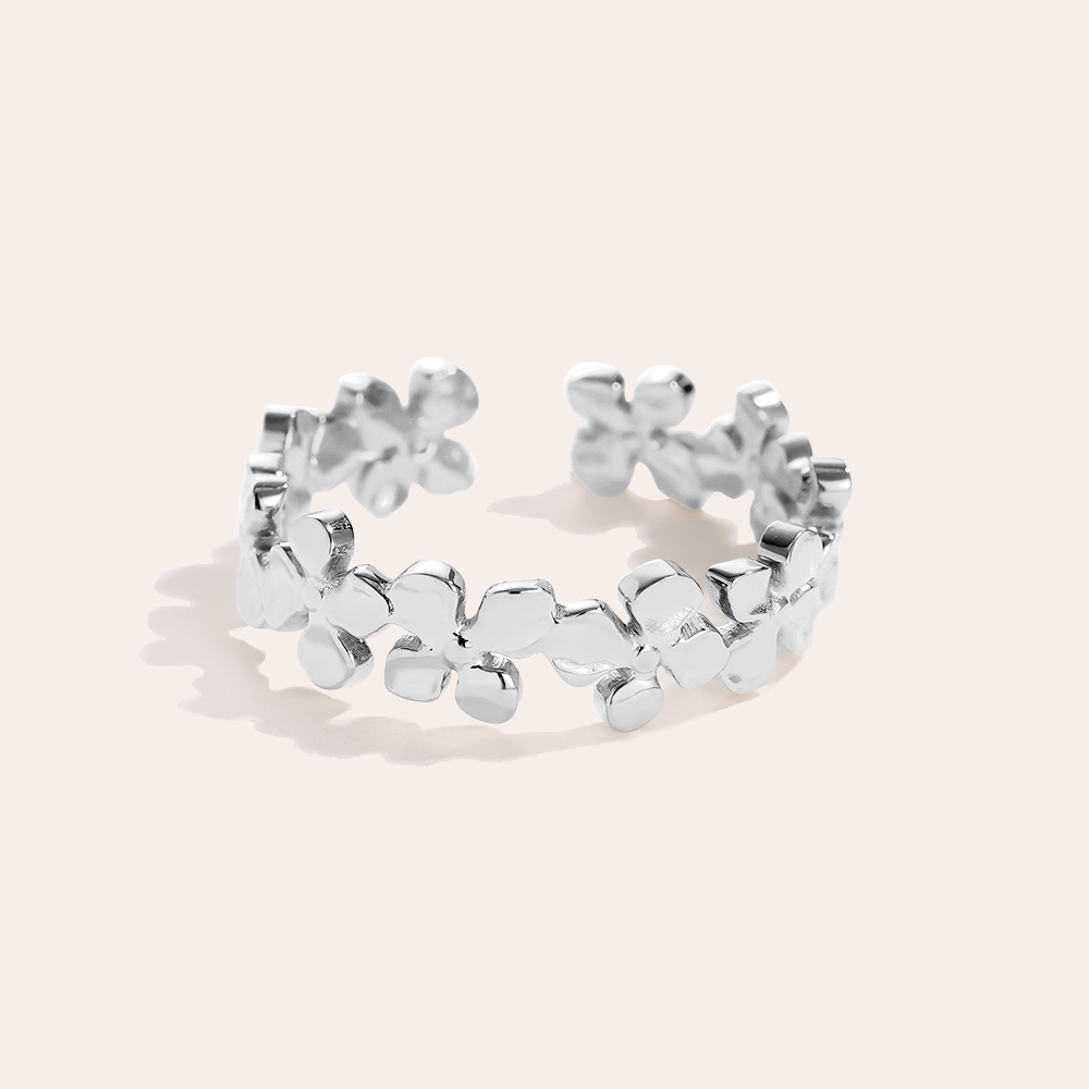 many flowers stainless steel ring    