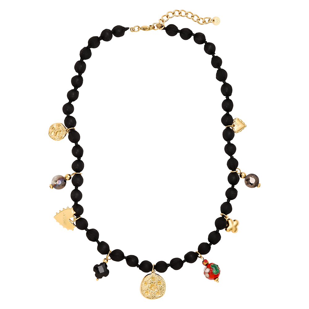 43cm Charms In Black Chain Stainless Steel Necklace  