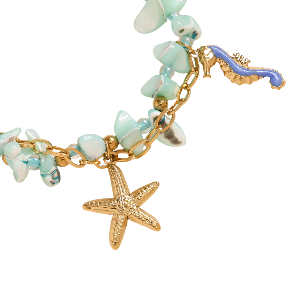 Stainless steel bracelet 17cm light blue ocean