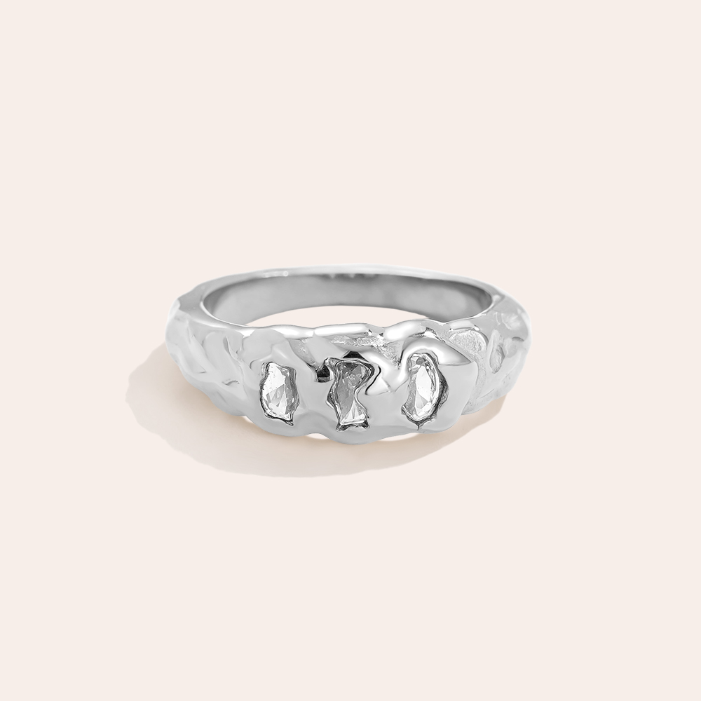 Three Diamonds stainless steel ring    