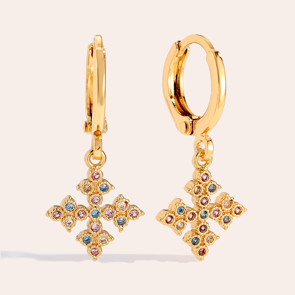 2.6cm Diamond Cross Gold-Plated Earrings      