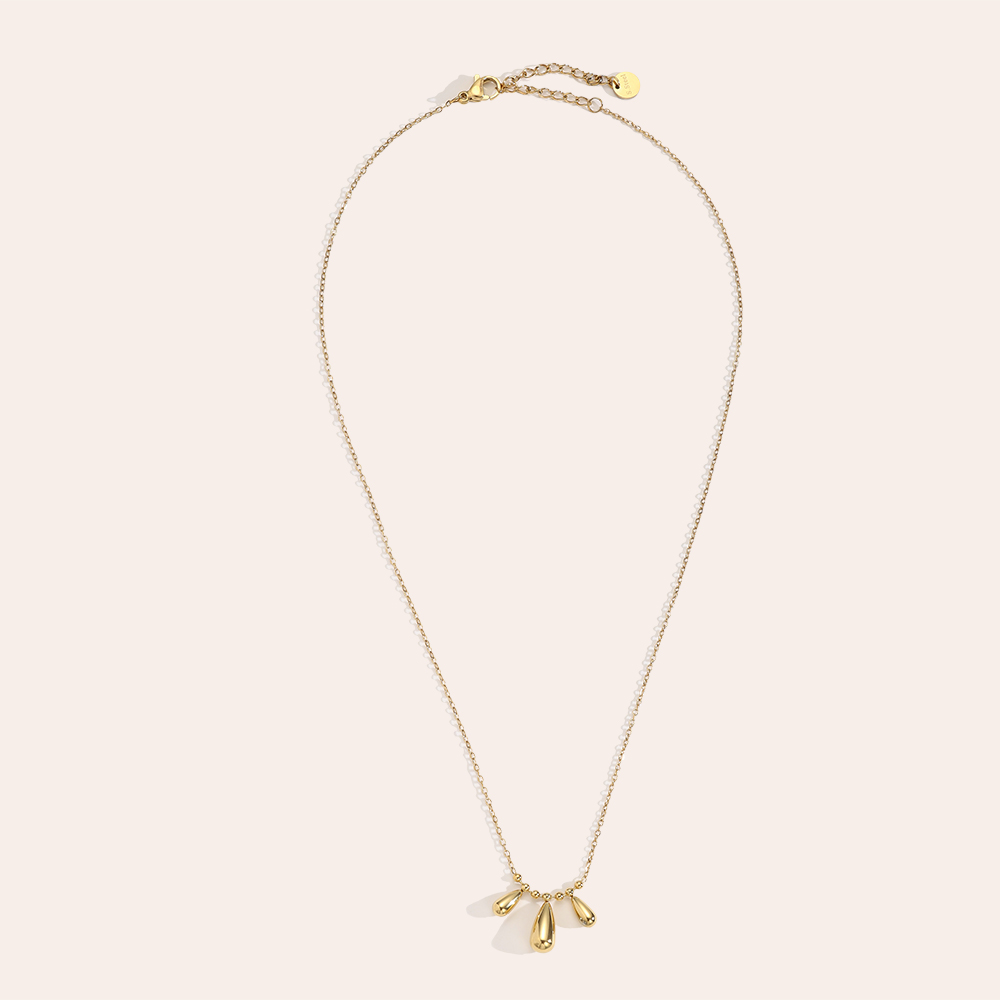 Stainless steel necklace 40cm Three Drops In Thin Chain