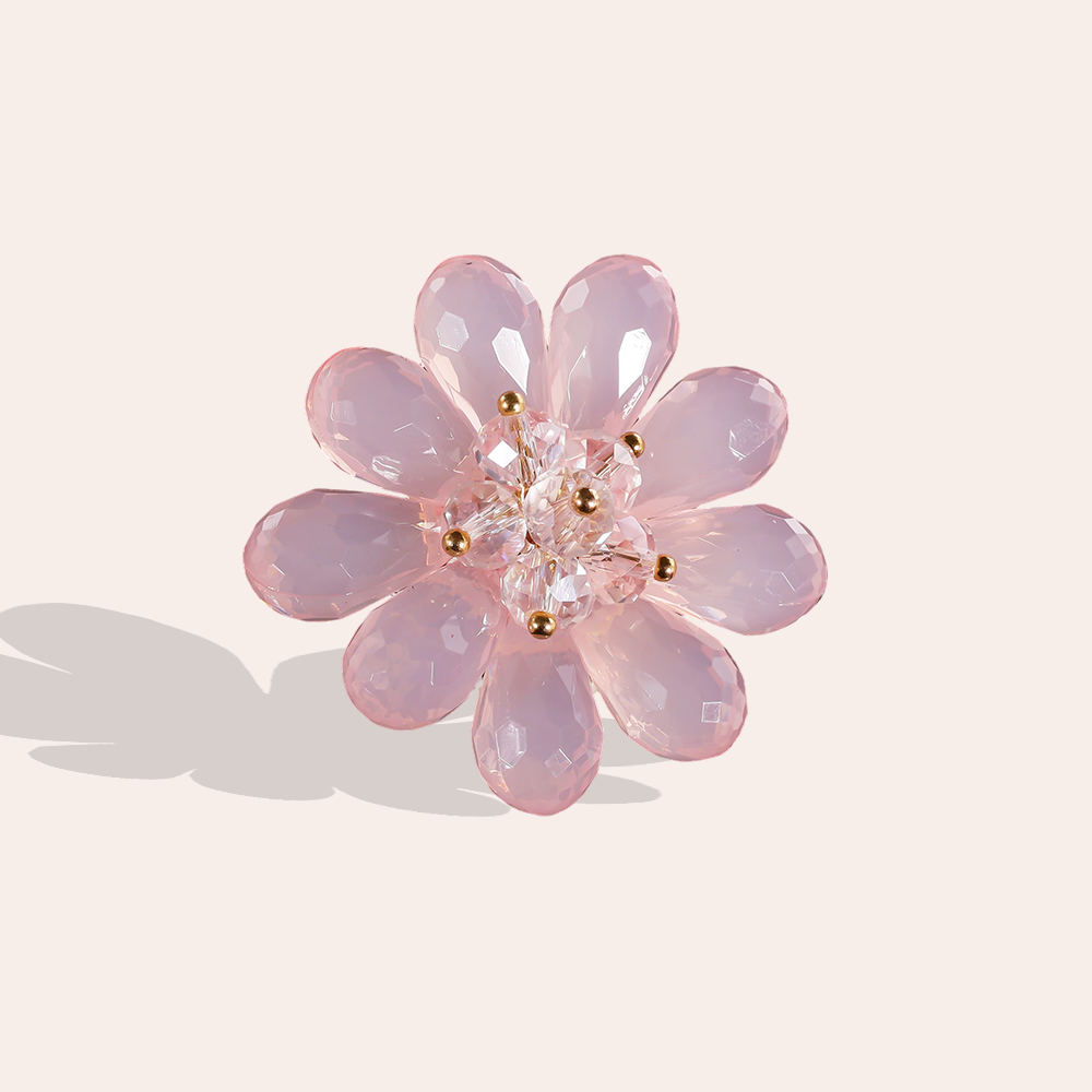 40mm Transparent Flowers Pink Decorative Button Brooch 