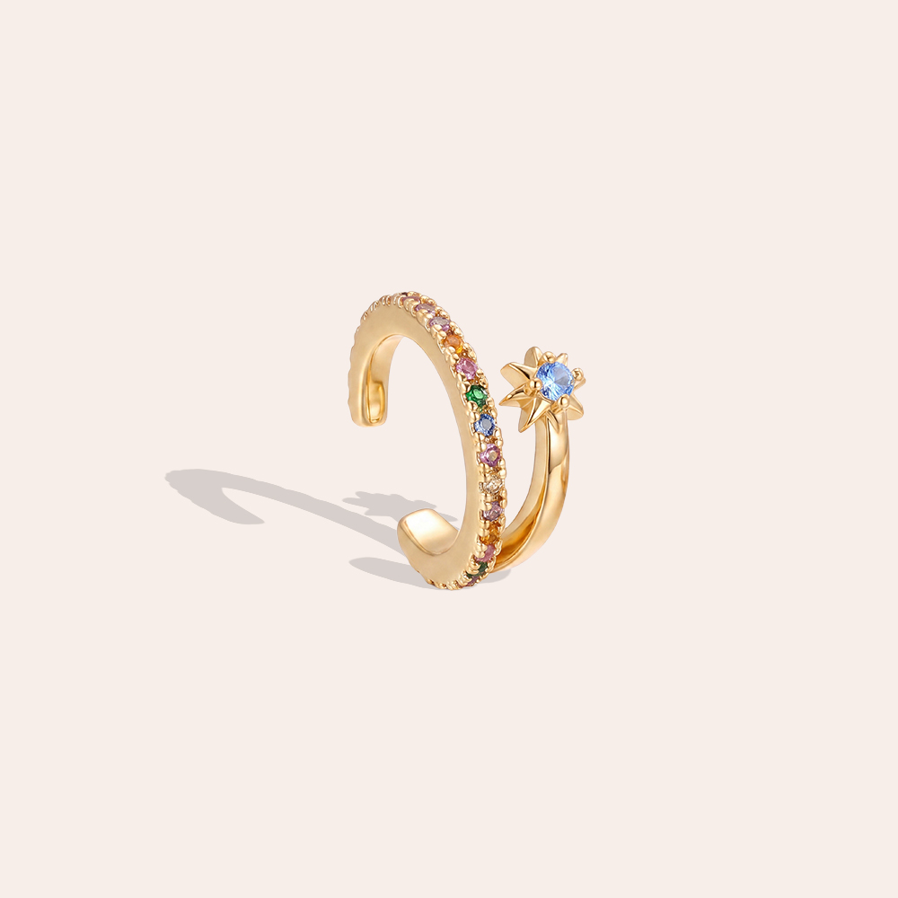 Gold-plated ear cuffs 14mm zirconia small starfish