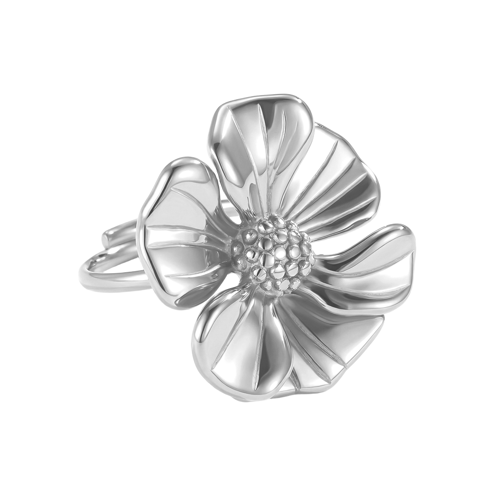 Stainless steel ring Adjustable beautiful flowers