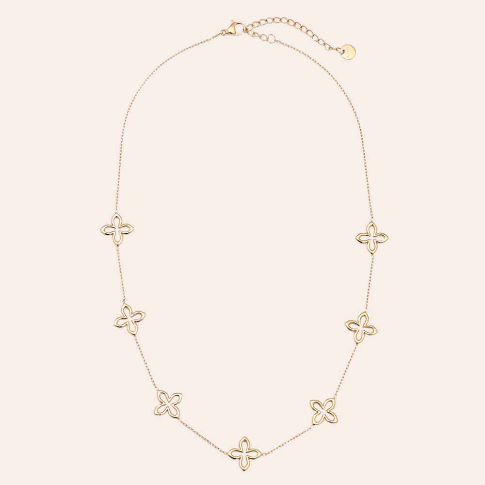 40cm Classic Lucky Flower stainless steel necklace    