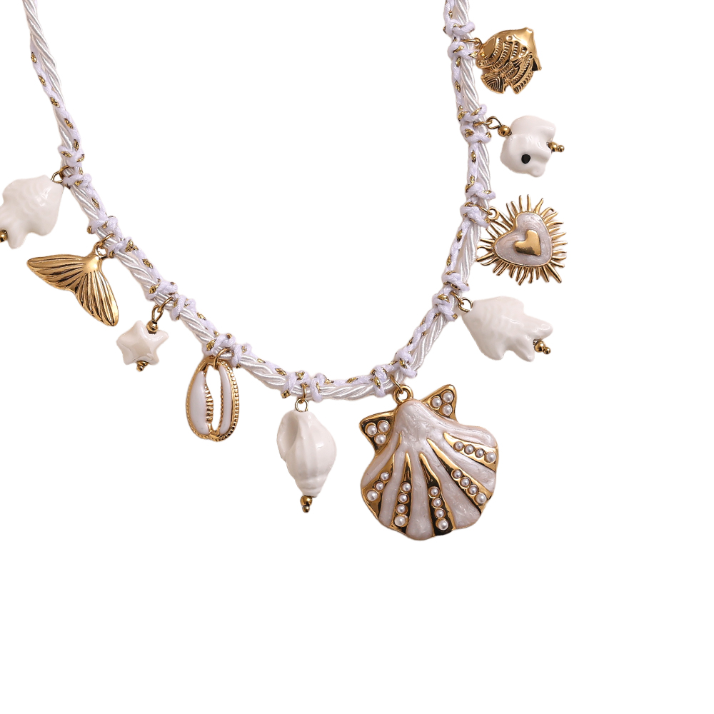 40cm white ocean style stainless steel necklace       