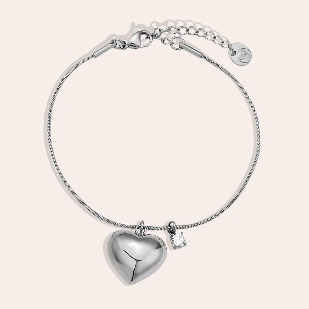 16cm Heart And Diamond Dot stainless steel bracelet     