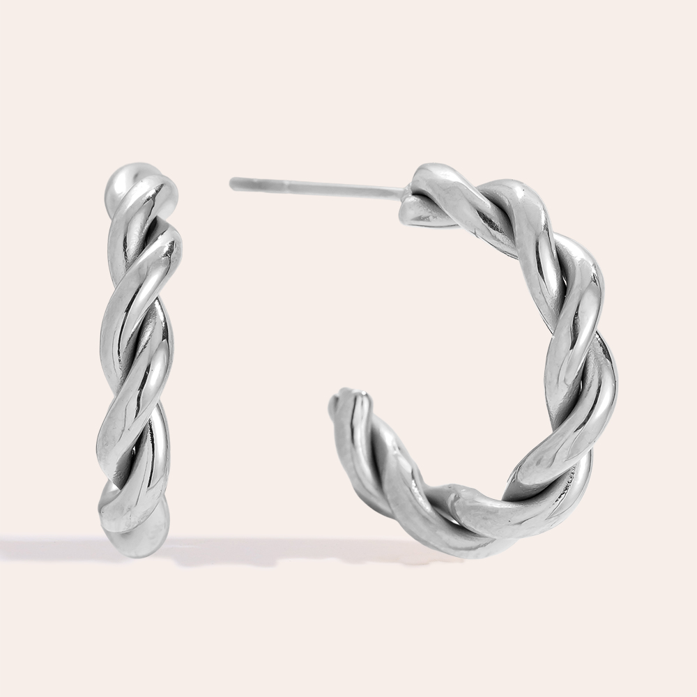 20mm Fine Twist Hoop Stainless Steel Earrings     