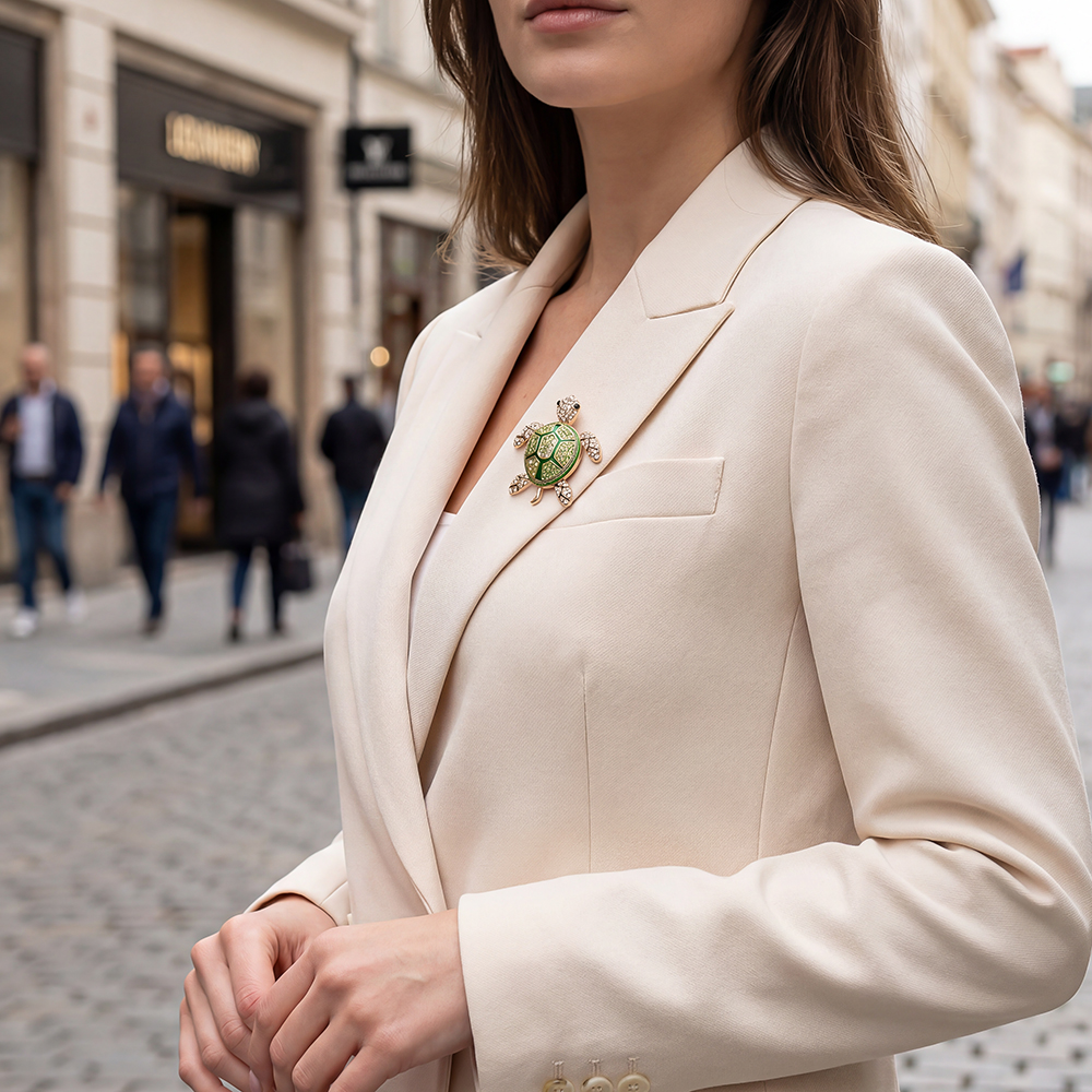 65mm turtle green brooch  