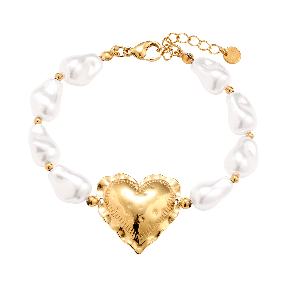 18cm Great Heart In Pearl Chain stainless steel bracelet      