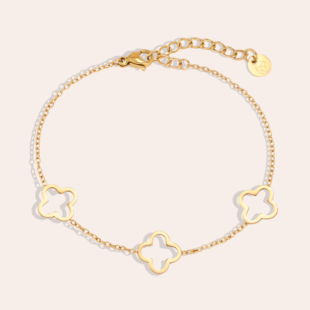 Stainless steel bracelet, 17 cm, simple shamrock design