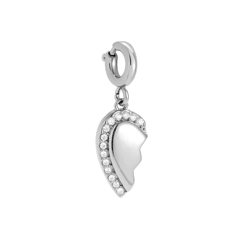 12mm Spring Clasp 2 Hearts Stainless Steel Pendant     